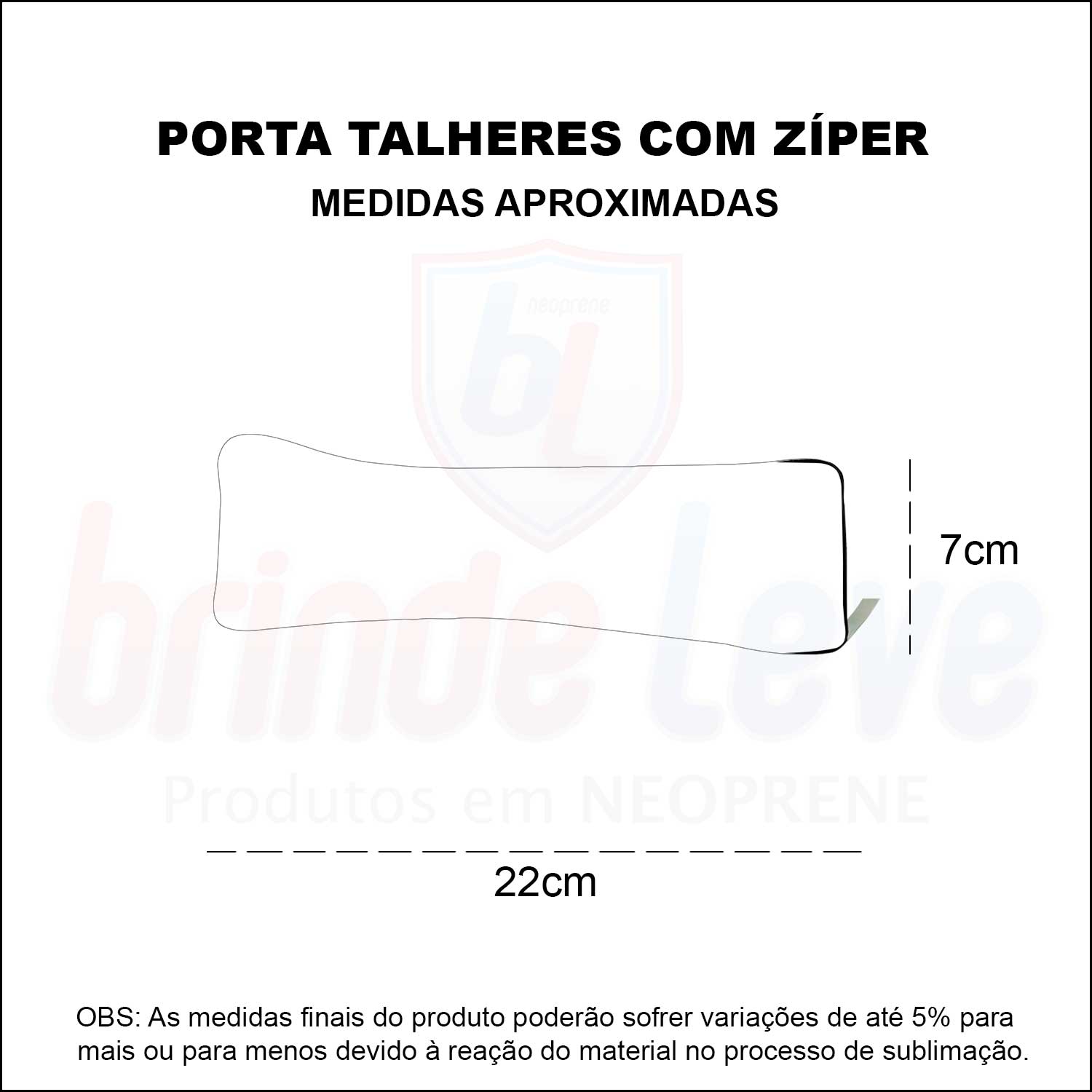 Medidas Porta Talher com Zíper Personalizado