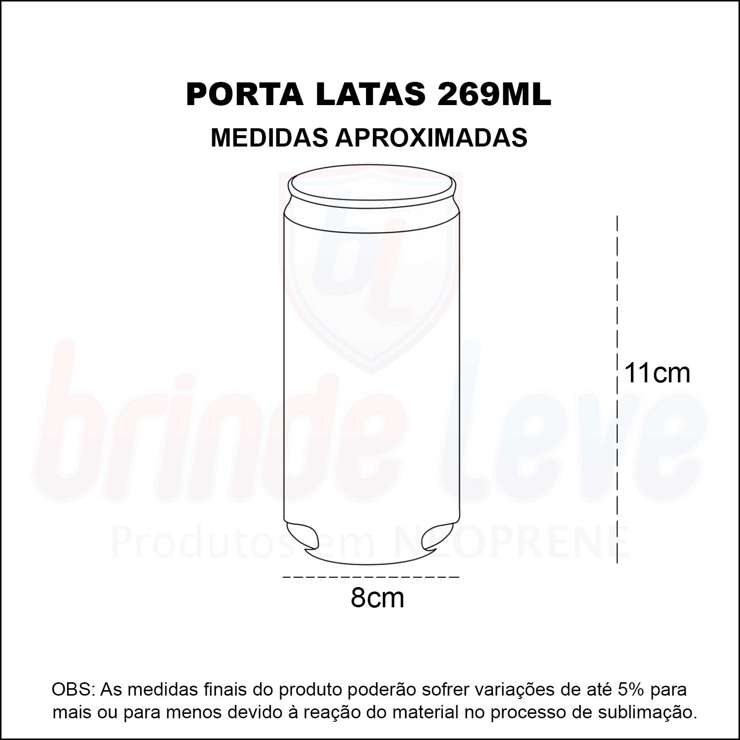 Medidas Porta Latas de 269ml Personalizado