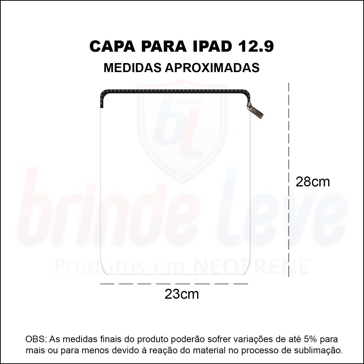 Medidas Capa para iPad 12.9 Personalizada