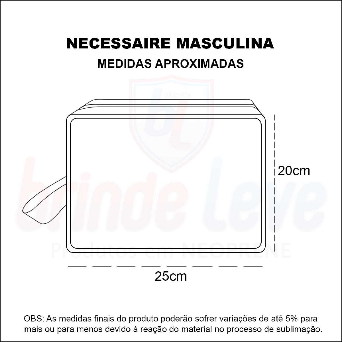 Medidas Necessaire Masculina Personalizada