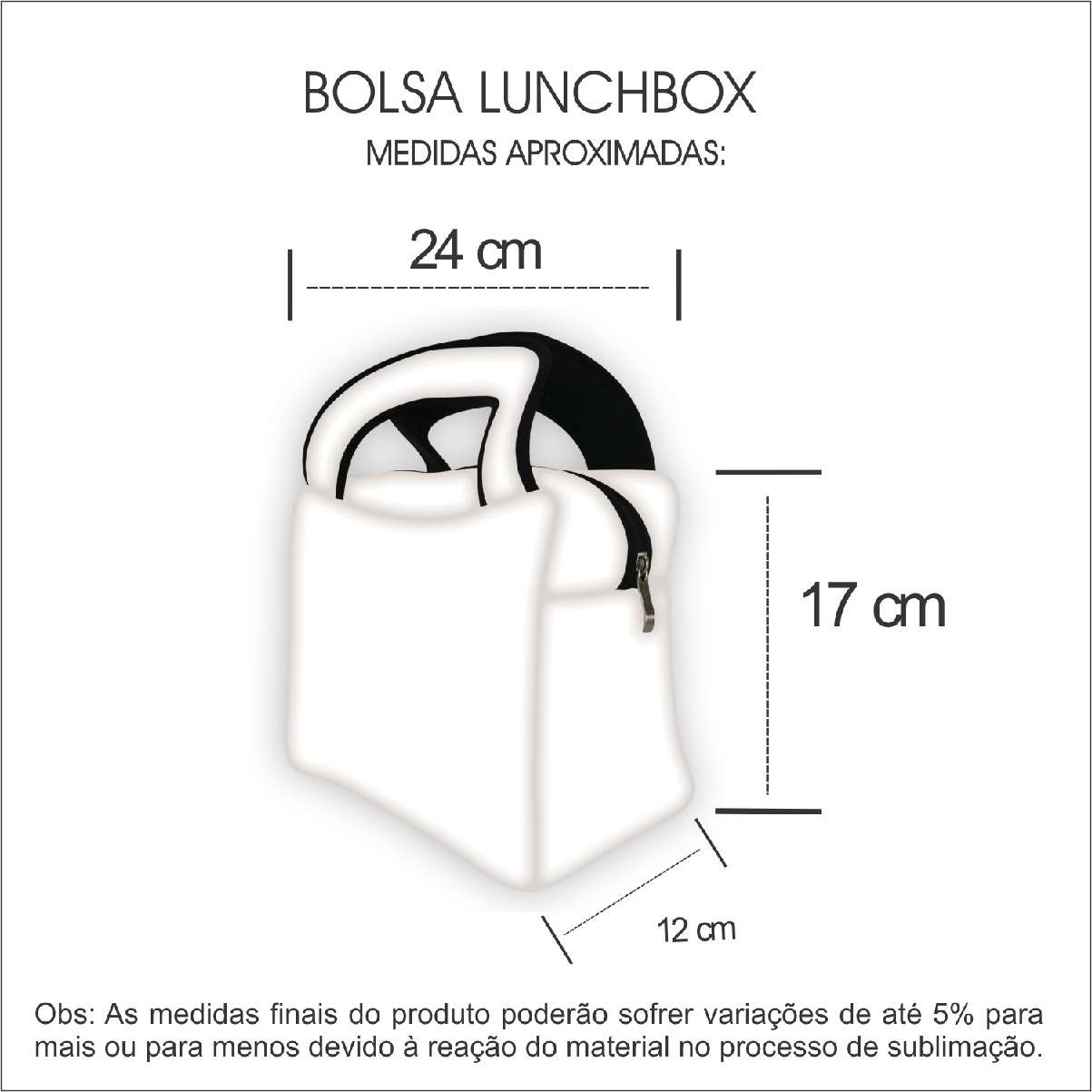 Medidas Lunch Box em Neoprene Personalizada
