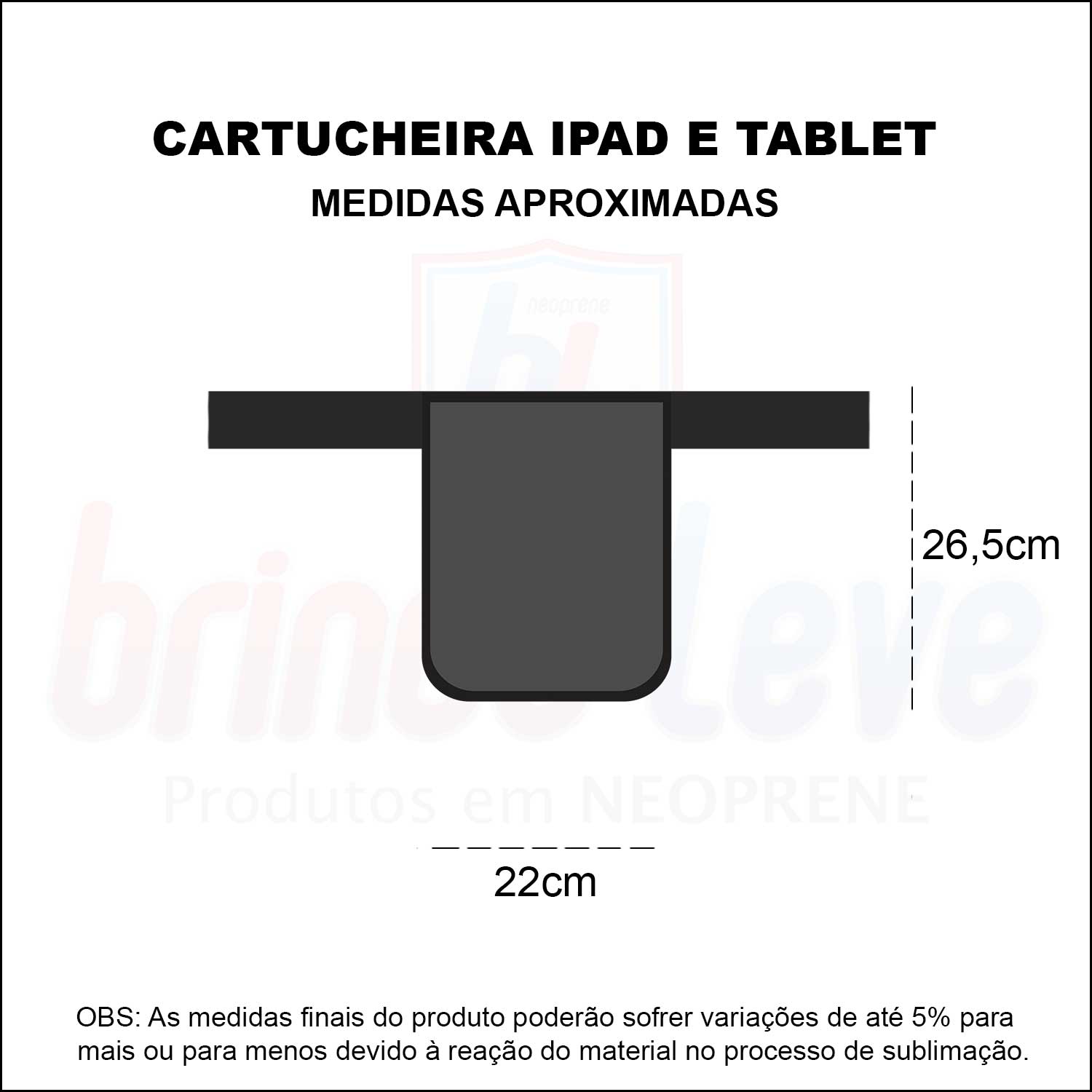 Medidas Cartucheira Para iPad e Tablet Personalizada