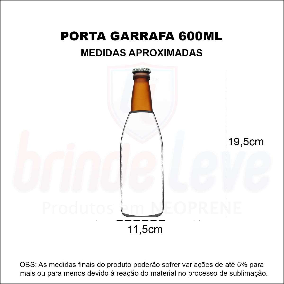 Medidas Porta Garrafa de 600 ml Personalizado