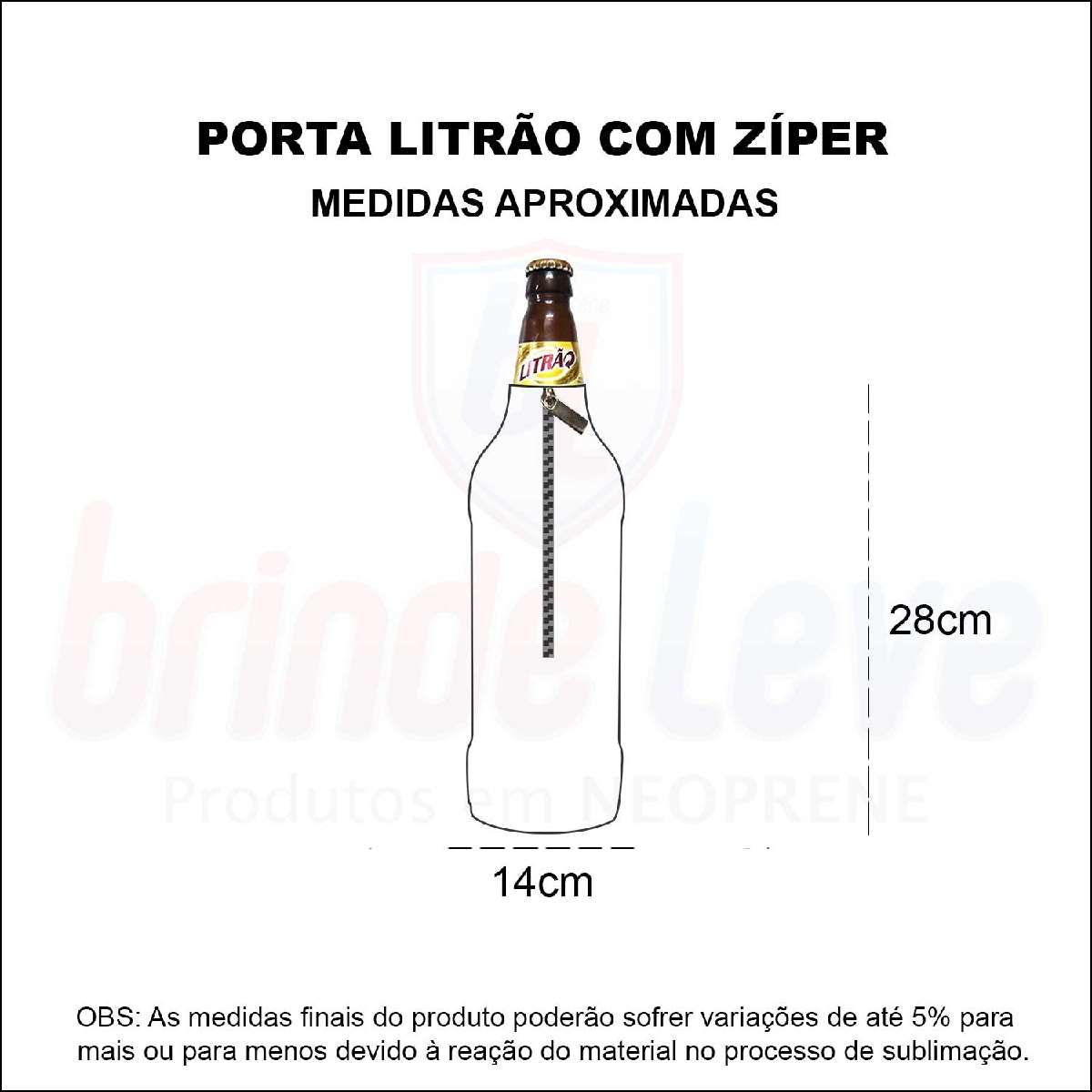 Medidas Porta Litrão com Zíper Personalizado