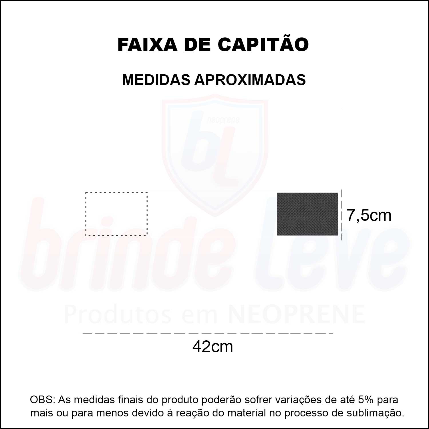 Medidas Faixa para Capitão / Identificação Personalizada