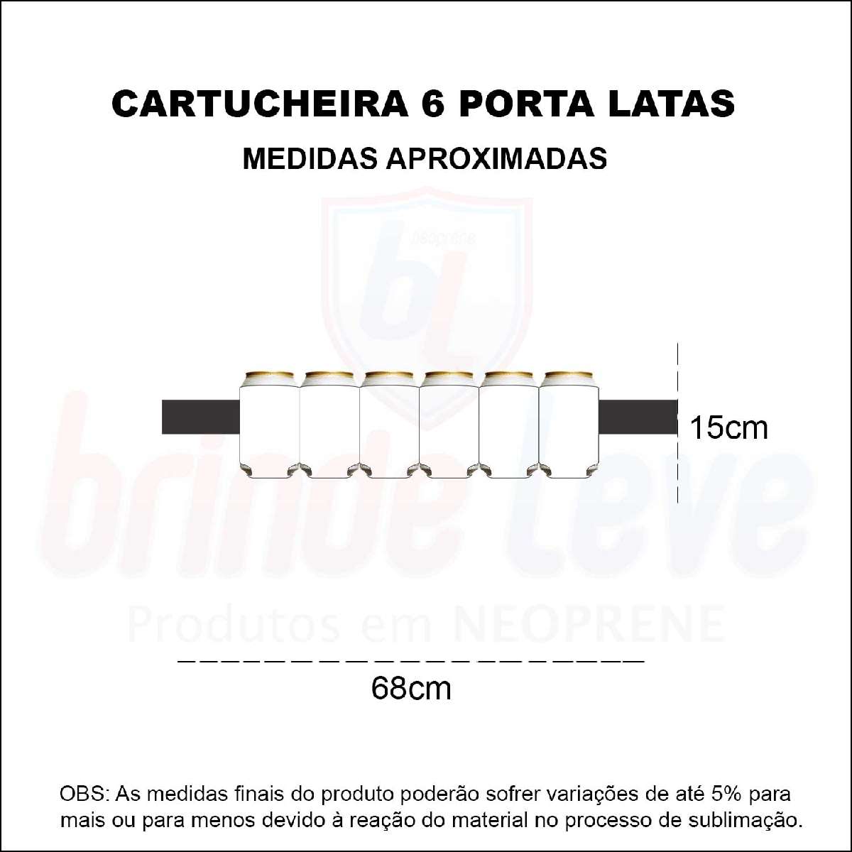 Medidas Cartucheira Cinto Porta Lata Personalizado 6 Latas