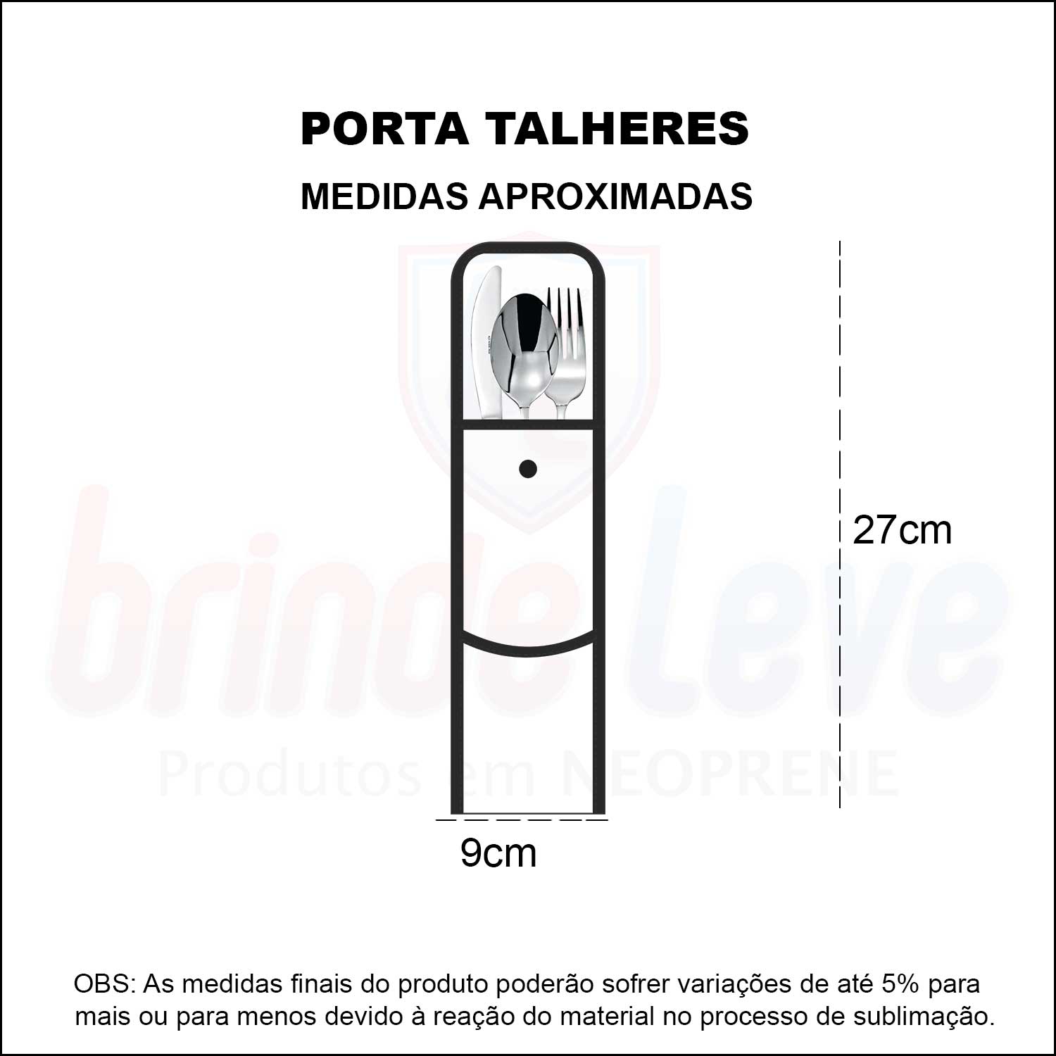 Medidas Porta Talheres em Neoprene Personalizado