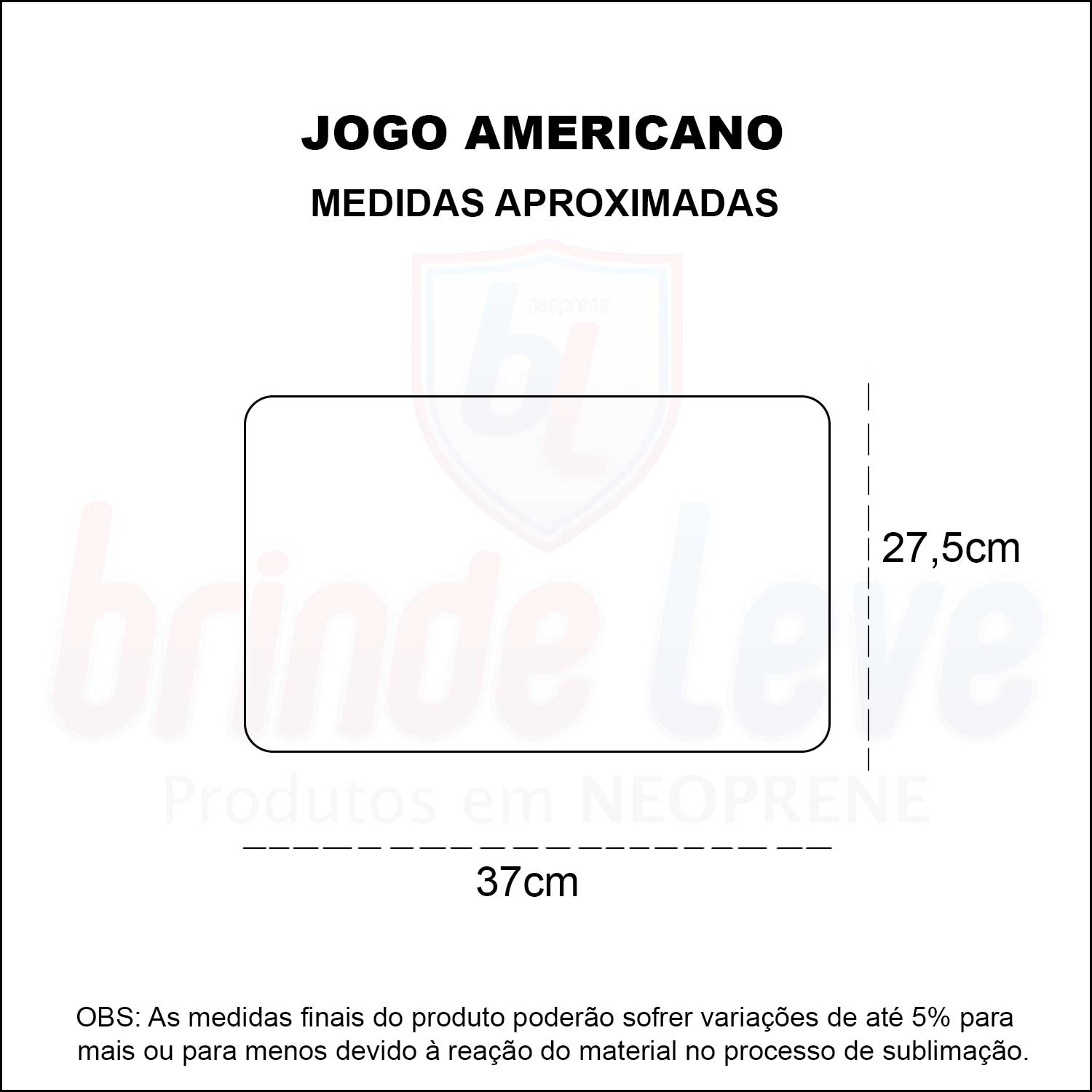 Medidas Jogo Americano Personalizado