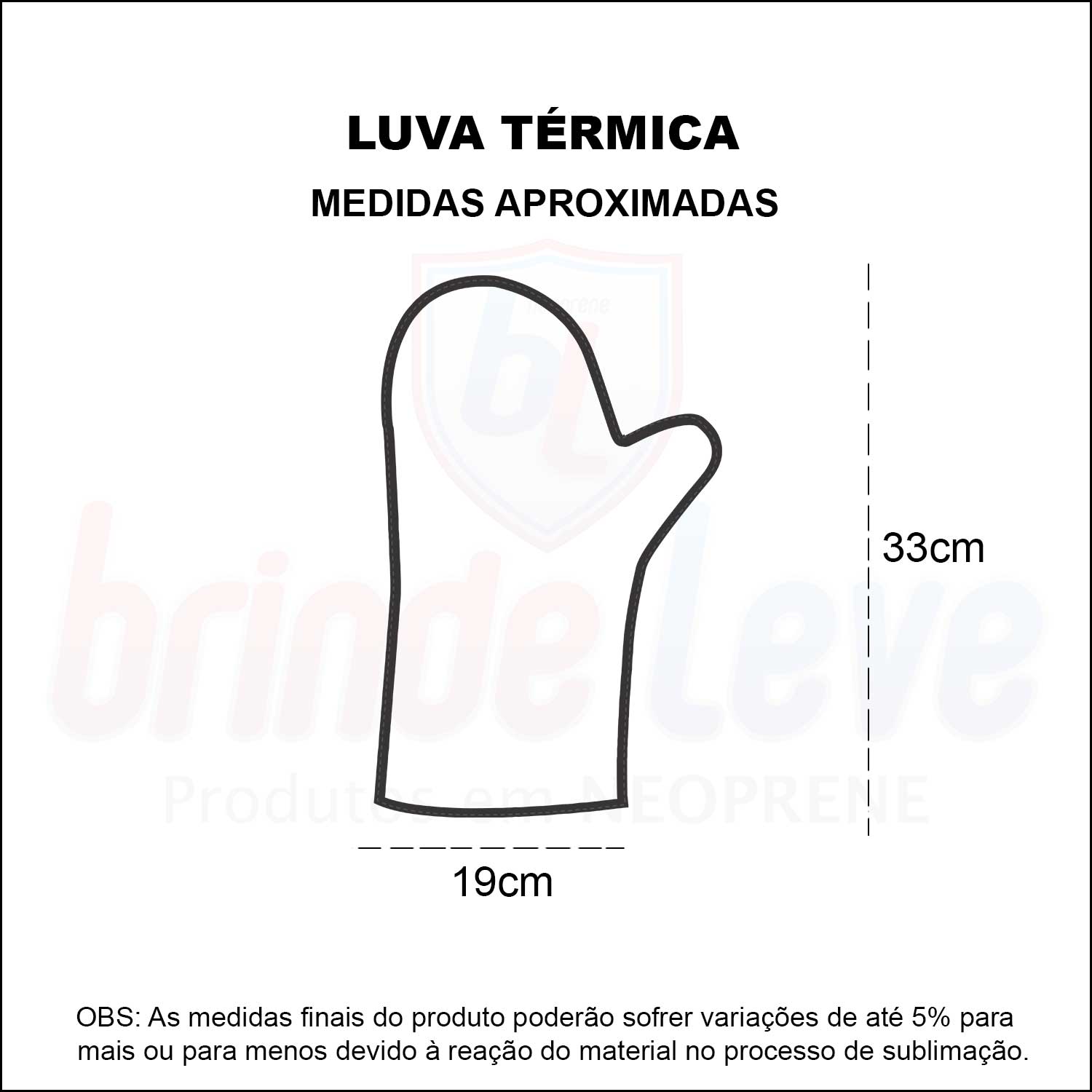 Medidas Luva Térmica Personalizada