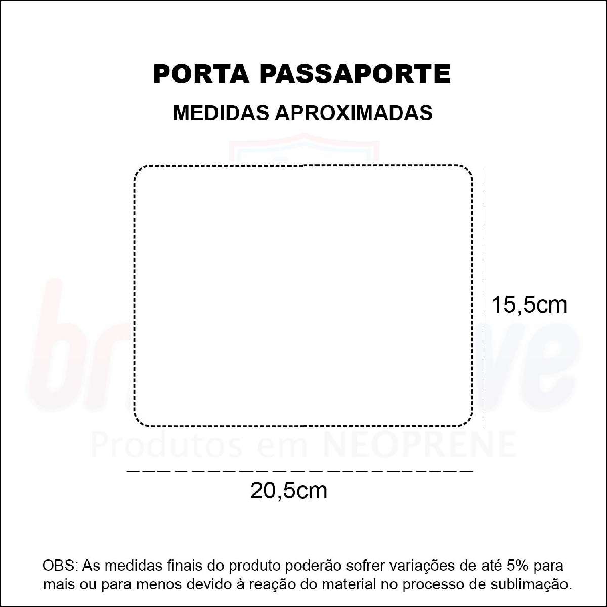 Medidas Porta Passaporte Personalizado