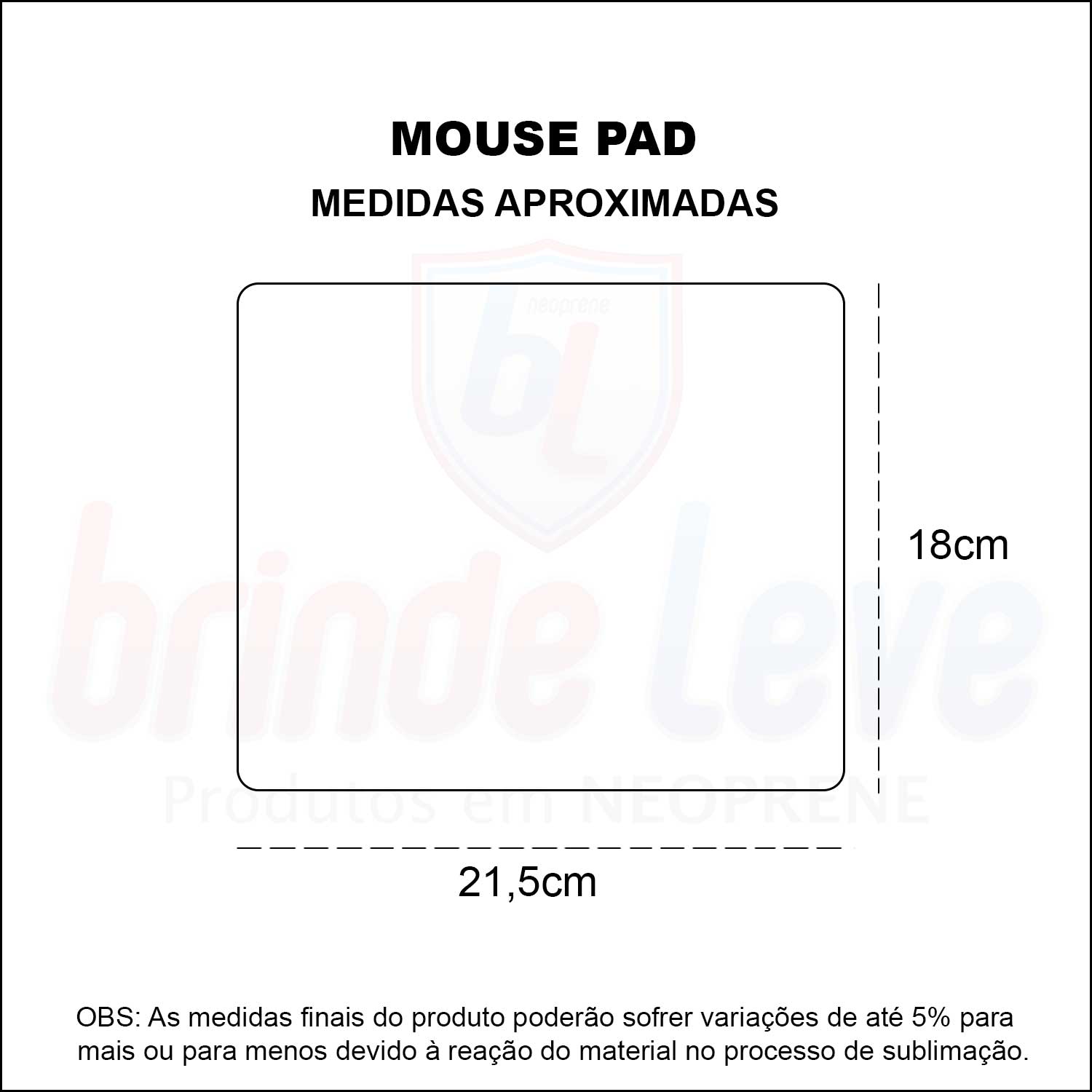 Medidas Mouse Pad Para Sublimação