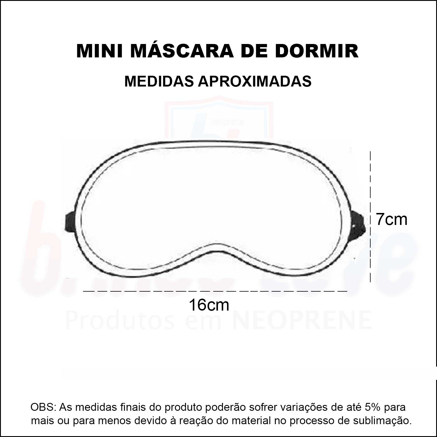 Medidas Mini Máscara de Dormir Personalizada