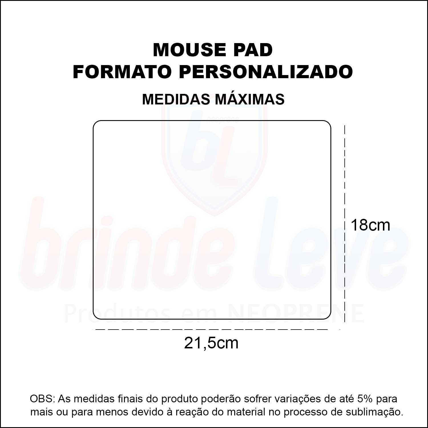 Medidas Mouse Pad em Formato Personalizado