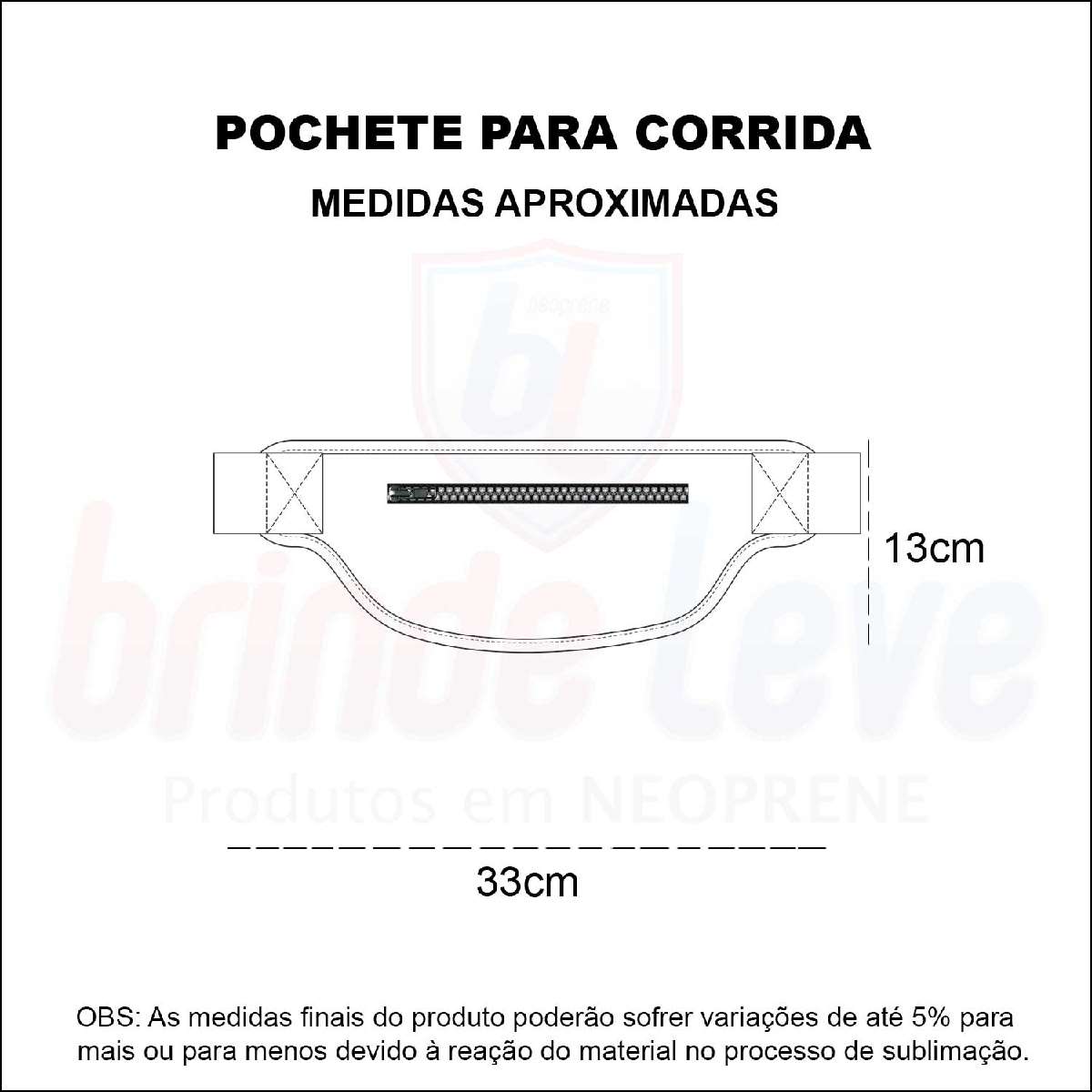 Medidas Pochete Esportiva Personalizada