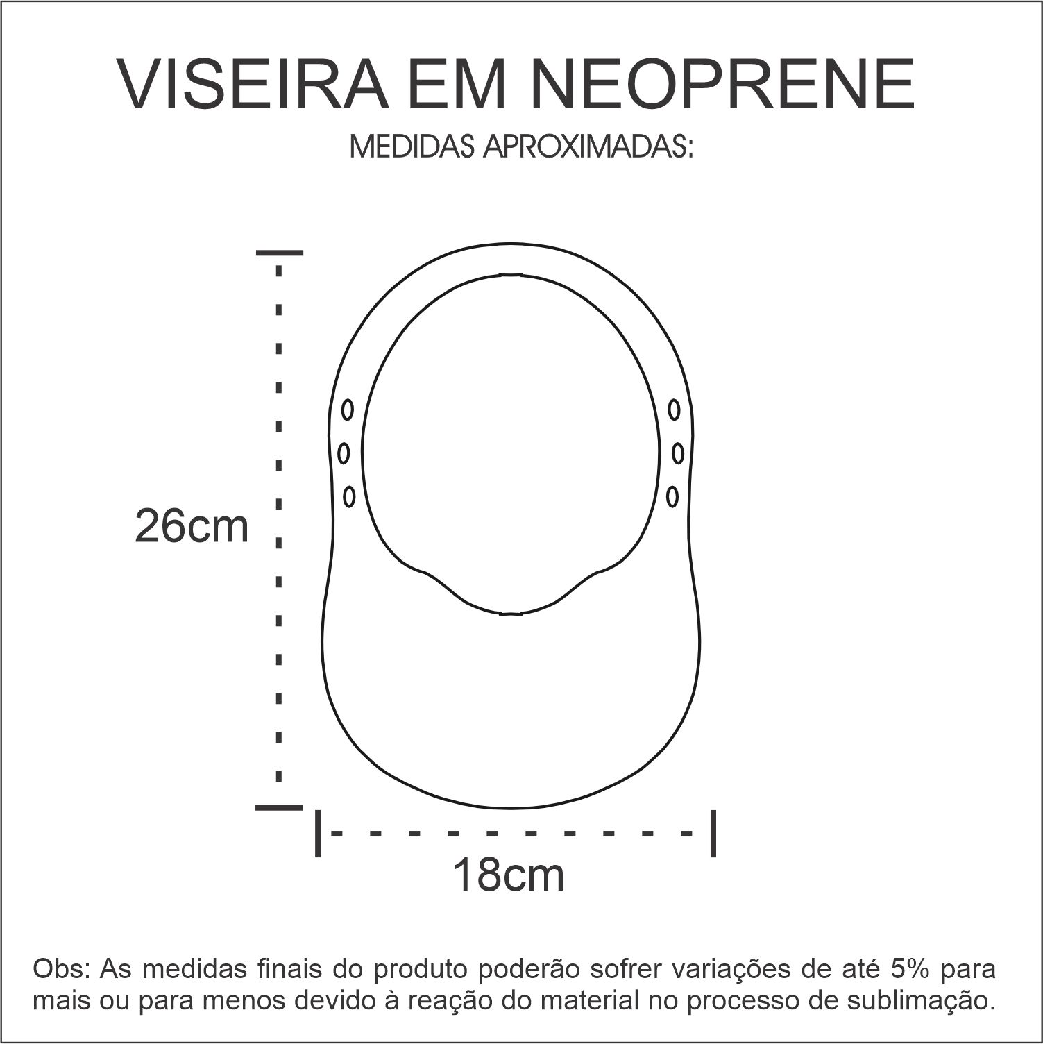 Medidas Viseiras em Neoprene