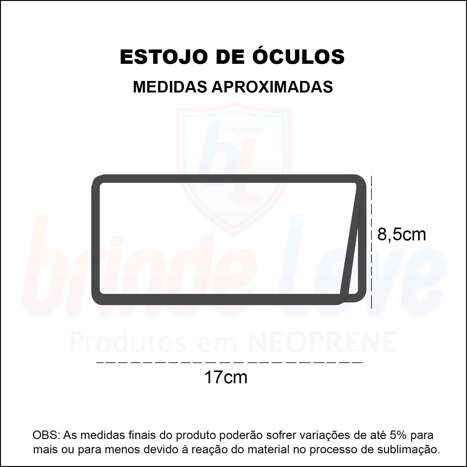Medidas Estojo de Óculos Personalizado