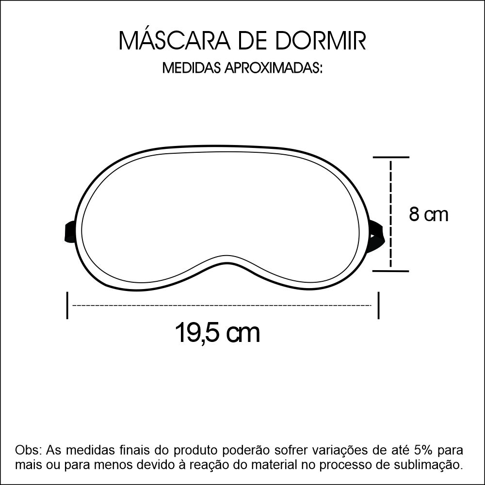 Medidas Máscara de Dormir em Branco para Sublimação
