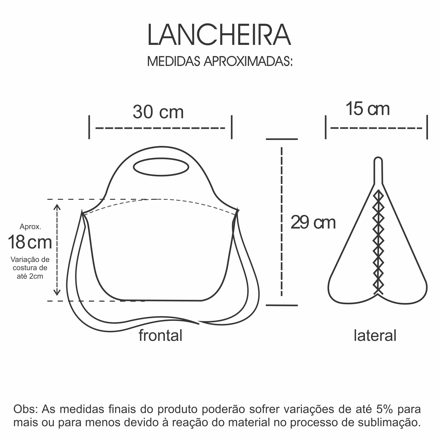 Medidas Lancheira Térmica em Neoprene com Alça