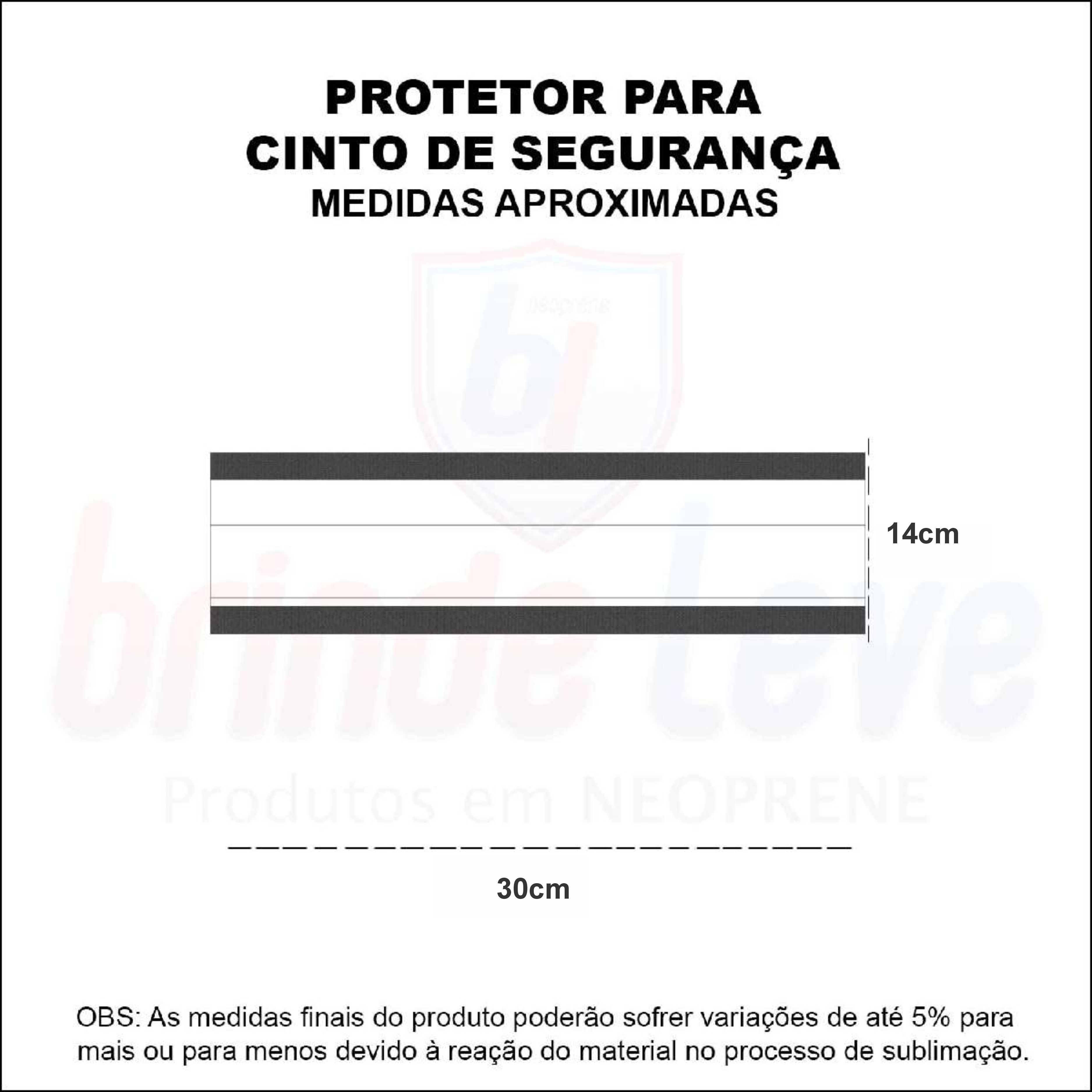Medidas Protetor para Cinto de Segurança Personalizado