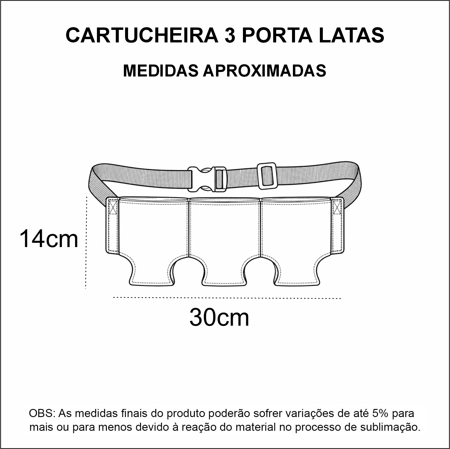 Medidas Cartucheira Cinto Porta Lata Personalizado 3 Latas