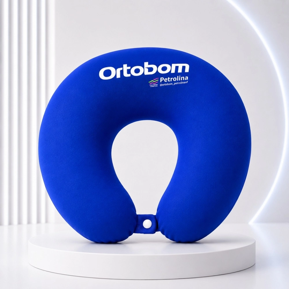 Almofada de Pescoço Oxford Com Botão - Imagem 3